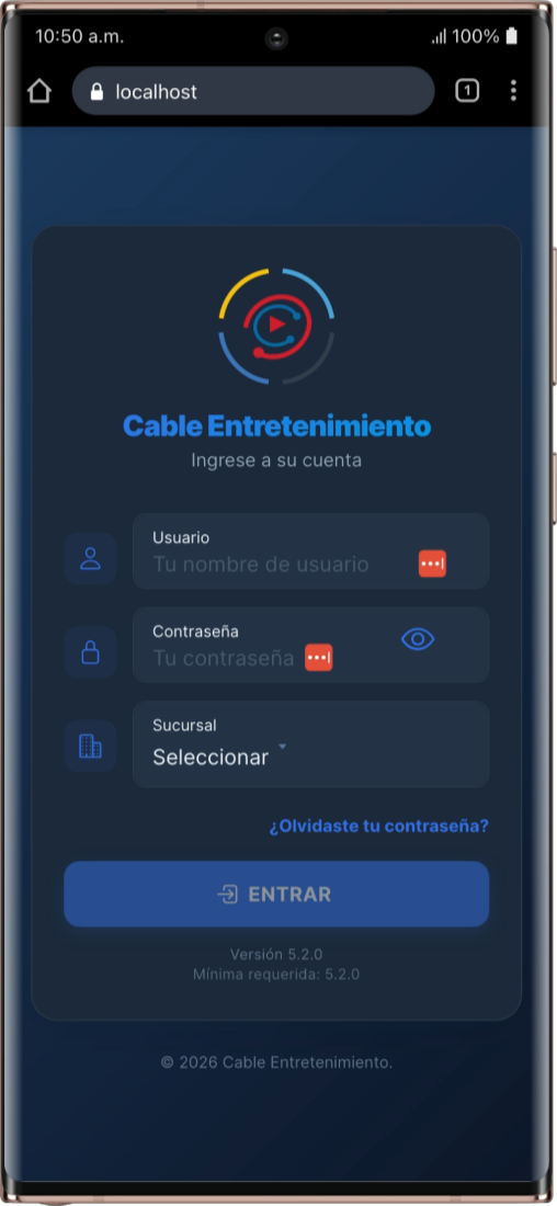 Captura de la app Cableentretenimiento